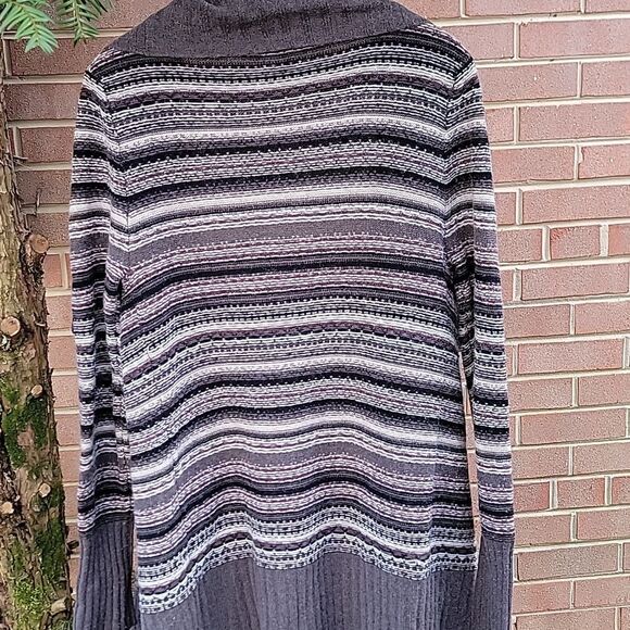 VTG Eddie Bauer wool cashmere blend cardigan duster coat fair isle lagenlook M L - Picture 2 of 11